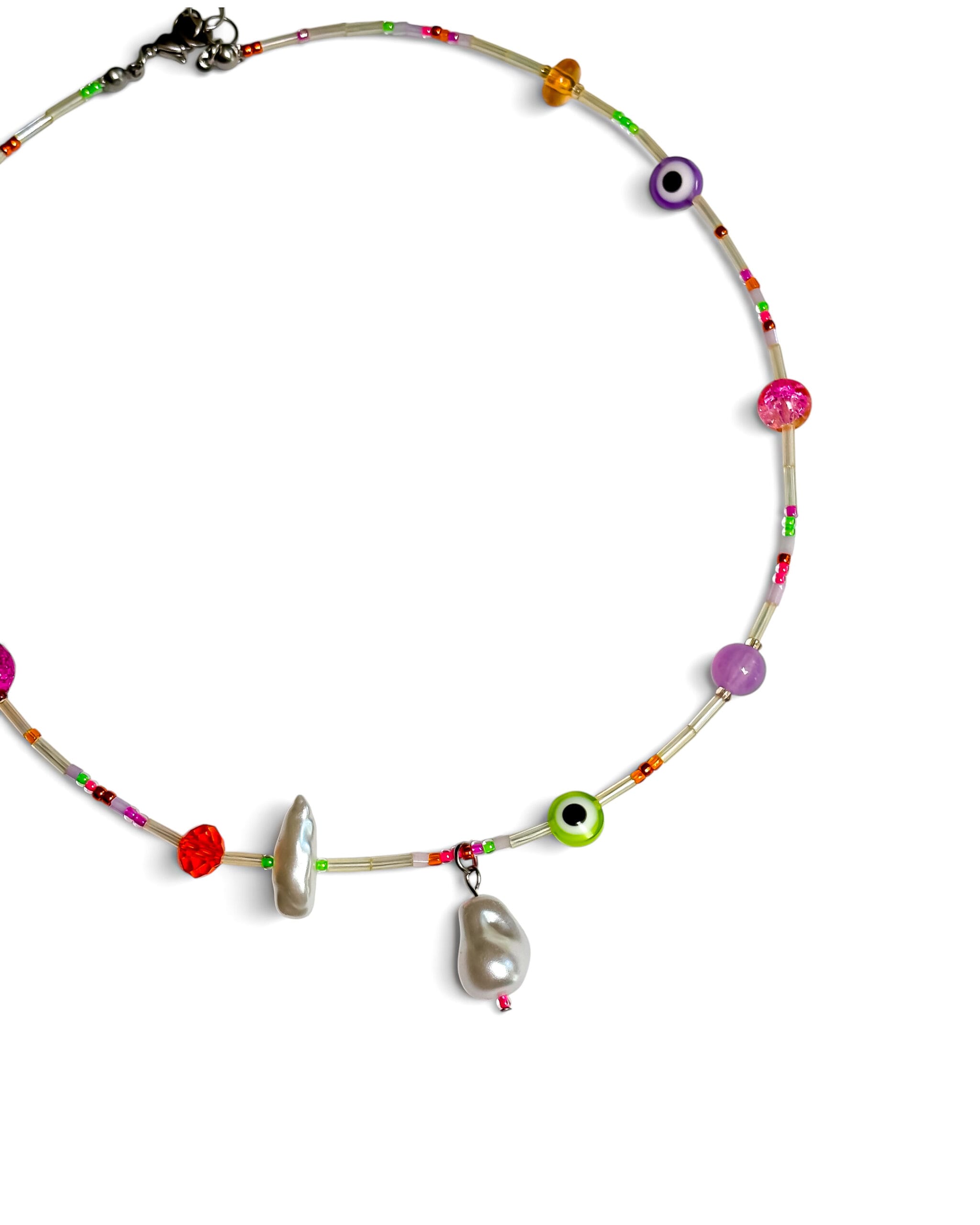 Kolorowy naszyjnik choker JellySpace z perełkami i eye beads w stylu playful